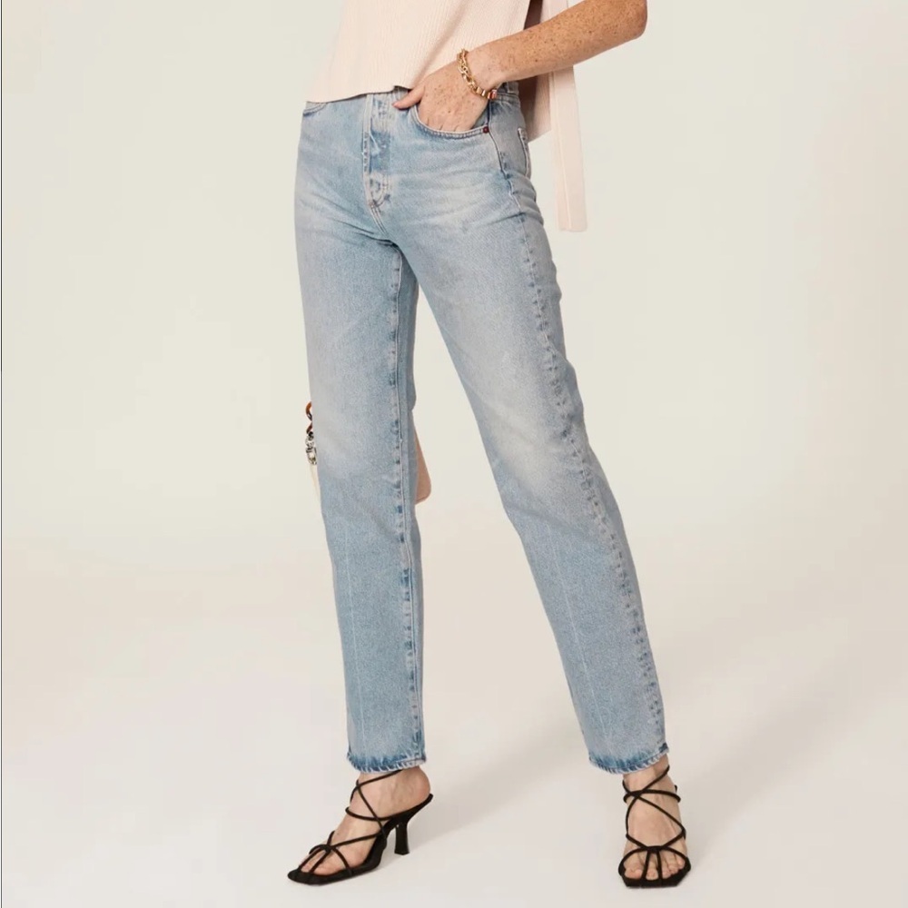 AG Adriano Goldshmied Alexxis High Rise Vintage Straight Leg Jeans Light Wash 30